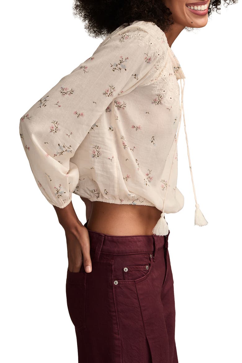 Embroidered Peasant Top, Alternate, color, CREAM MULTI