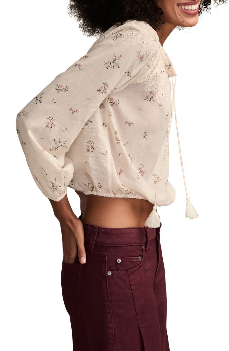 Lucky Brand Embroidered Peasant Top, Alternate, color, Cream Multi