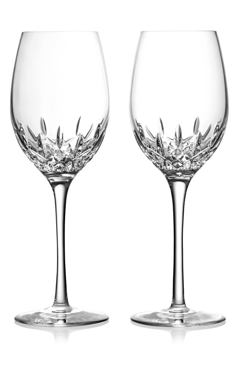Waterford Lismore Essence Set of 2 Lead Crystal Medium Wine Goblets, Main, color,