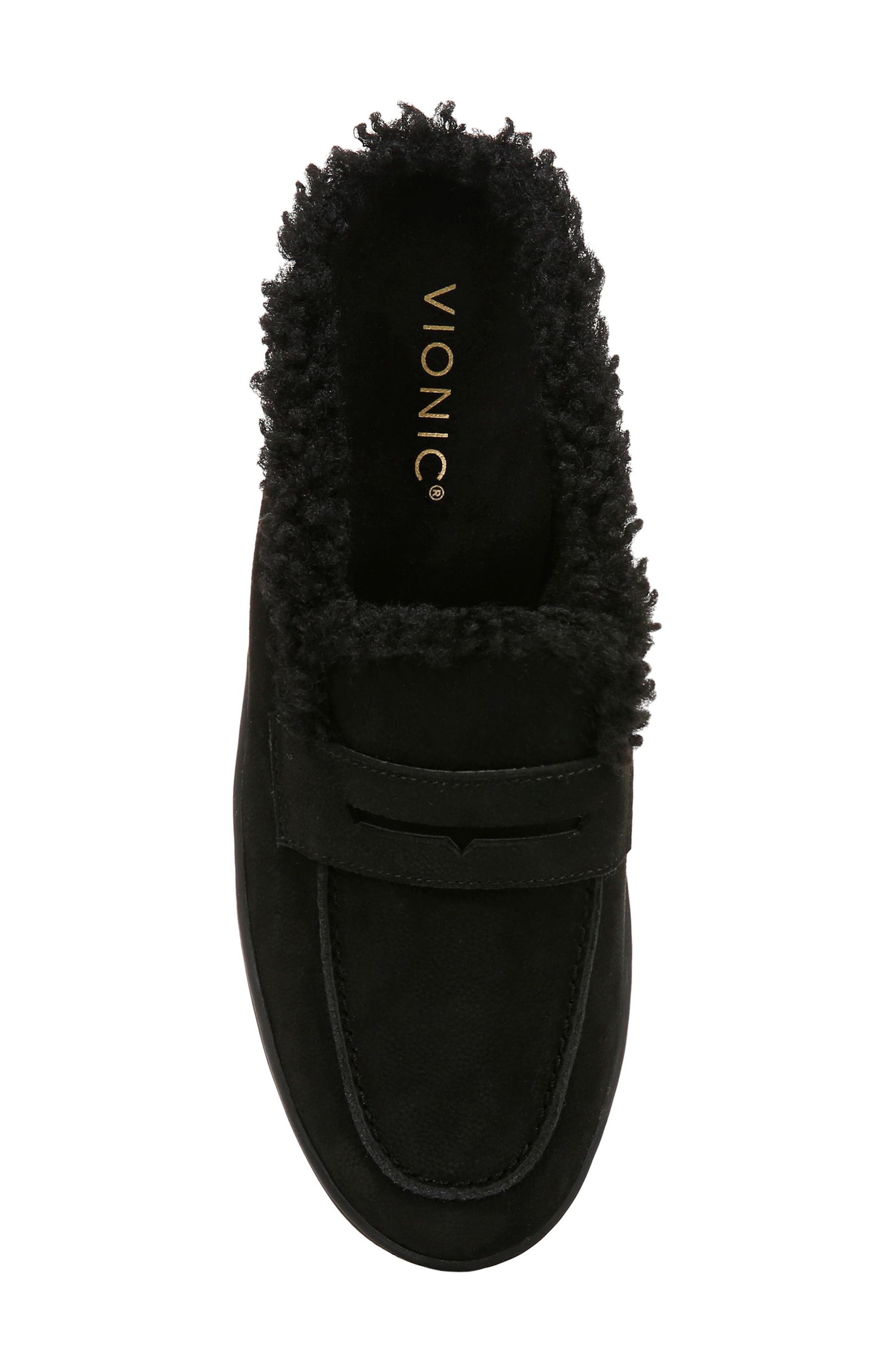 Vionic Uptown Faux Shearling Mule, Alternate, color, Black
