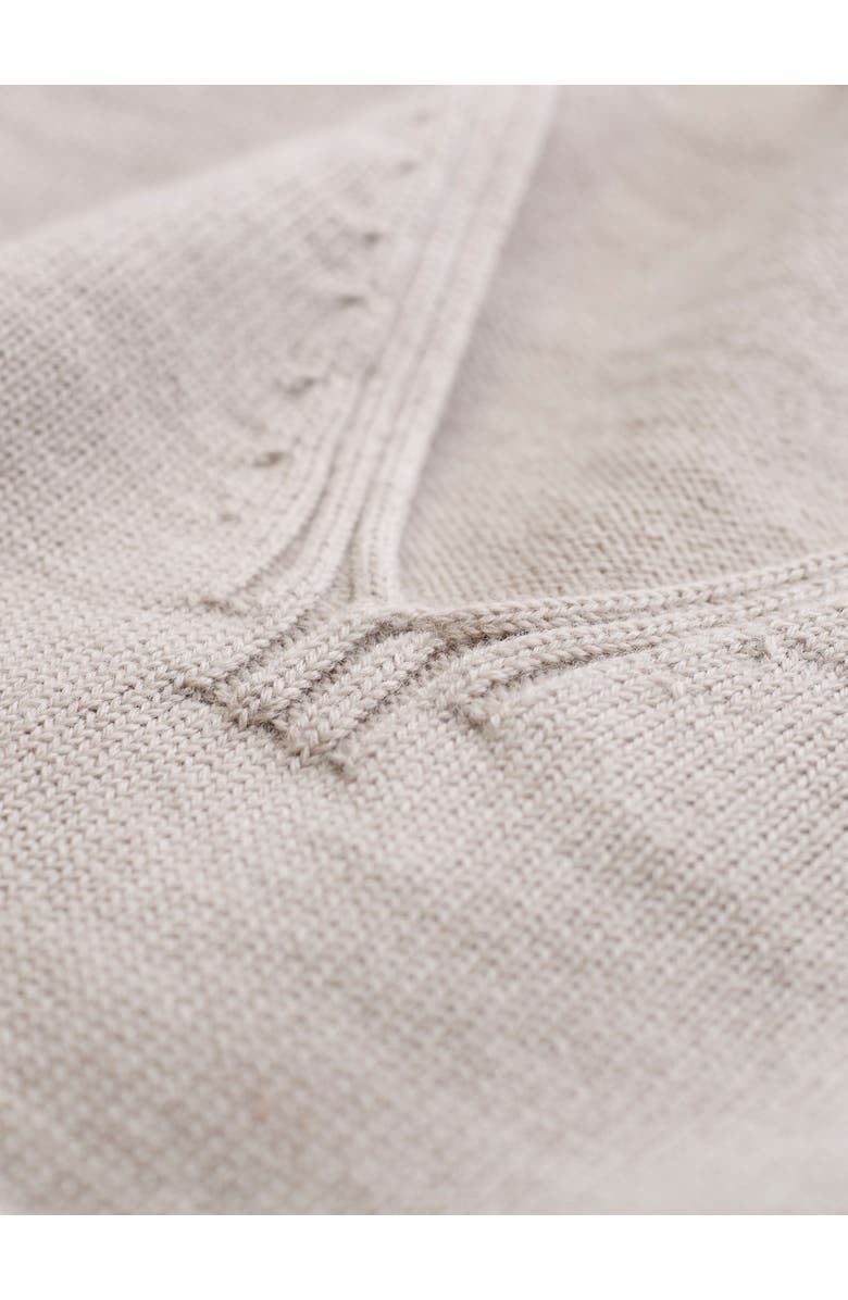 Celtic & Co. Merino V-Neck Sweater, Alternate, color, Oatmeal Ecru Stripe