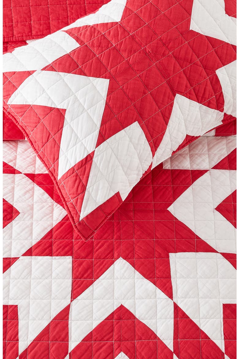 Star Patch Patchwork Quilt Set, Alternate, color, RED