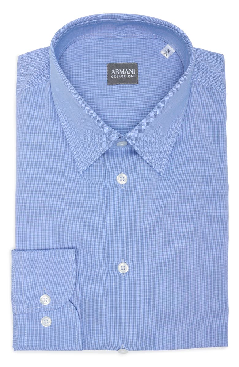 Armani Collezioni Stretch Cotton Button-Up Shirt, Alternate, color, Sky Blue