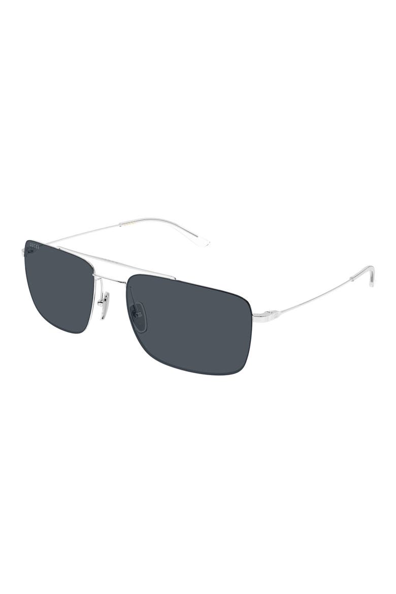 59mm Gradient Rectangular Sunglasses, Alternate, color, SILVER