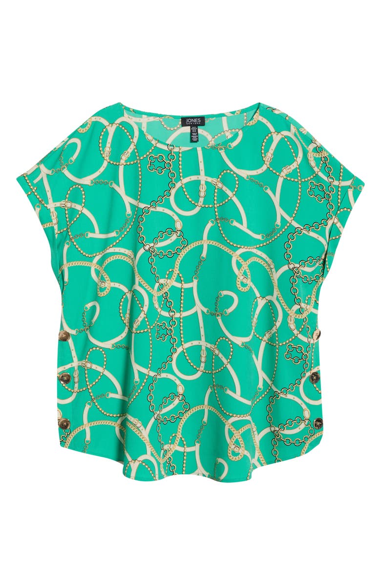 Jones New York Print Button Detail Top, Main, color, Kelly Multi