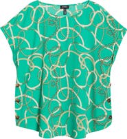 Jones New York Print Button Detail Top