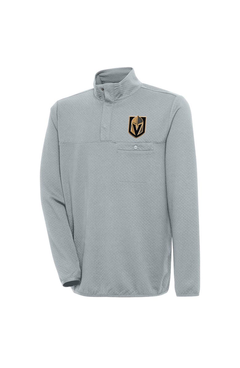 ANTIGUA Men's Antigua Gray Vegas Golden Knights Streamer Quarter-Snap Pullover Jacket, Alternate, color,