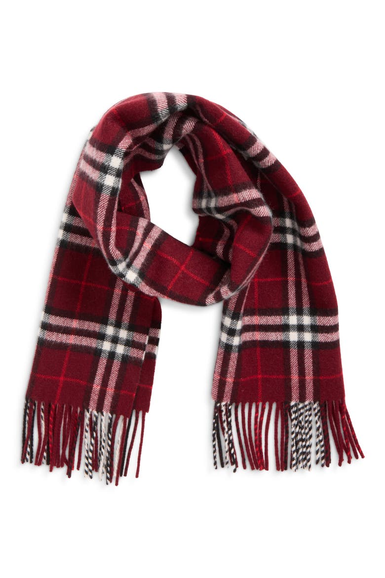 Check Cashmere Scarf, Alternate, color, OXBLOOD RED