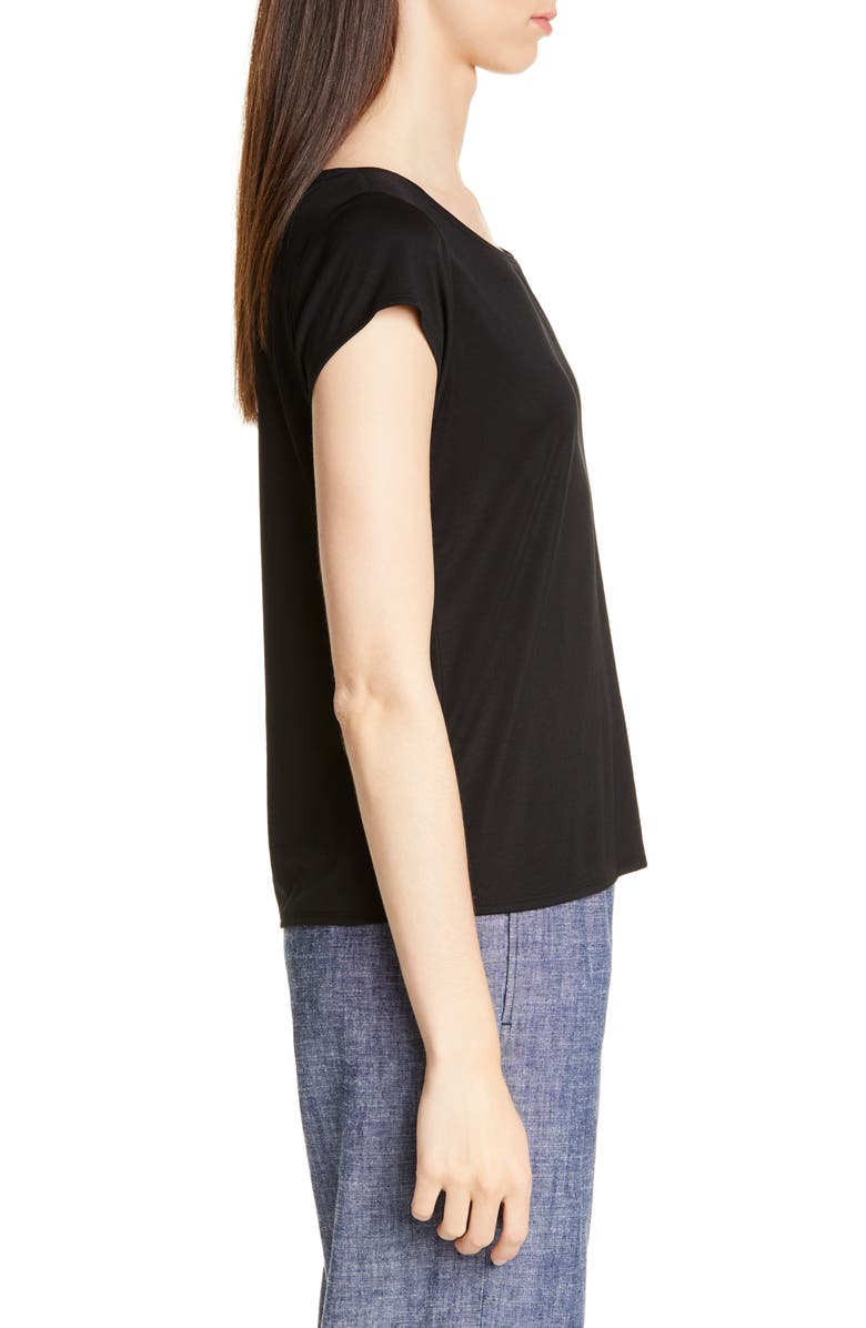 Eileen Fisher Scoop Neck Cap Sleeve Tee, Alternate, color, 