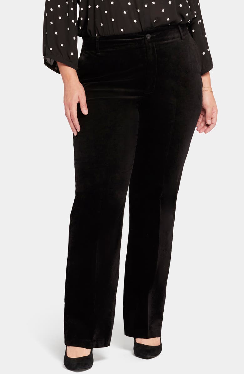 NYDJ Straight Leg Velveteen Trouser Pants, Main, color, Black