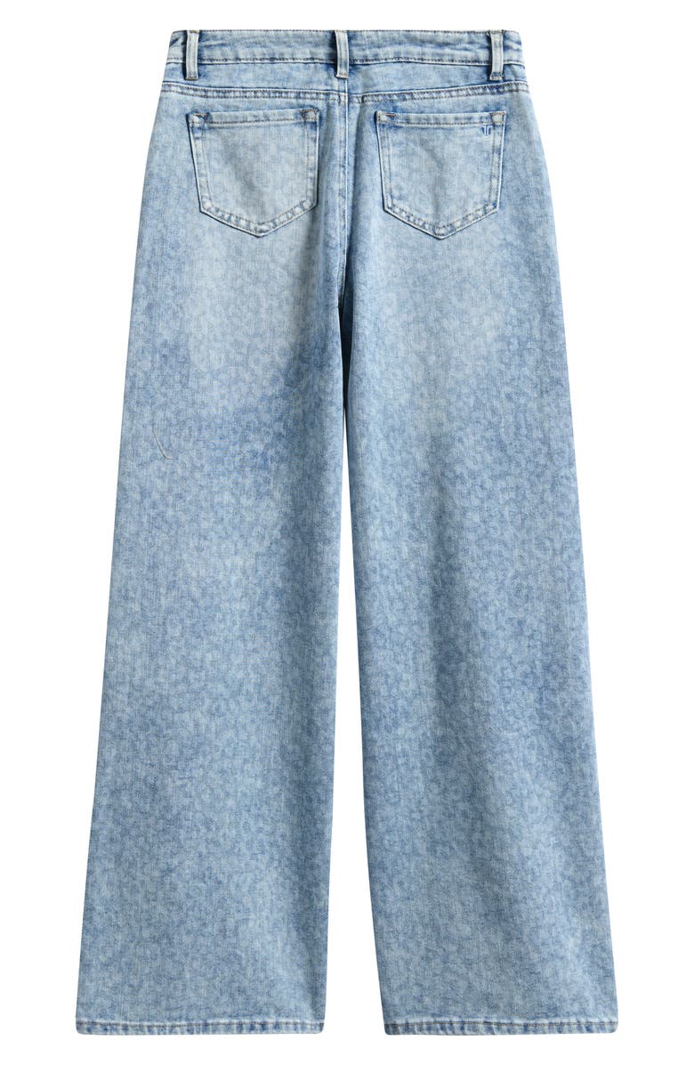 Tractr Kids' Wide Leg Leopard Print Jeans, Alternate, color, Blue Leopa