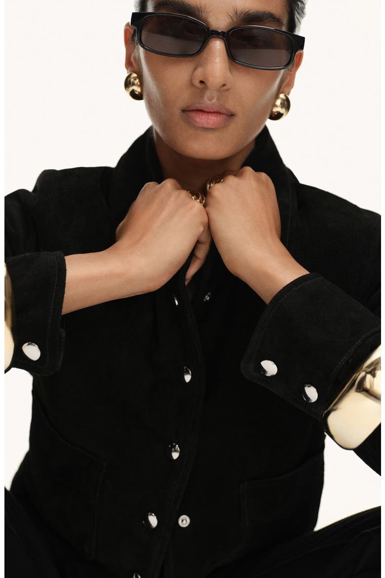 Suede Jacket, Alternate, color, BLACK