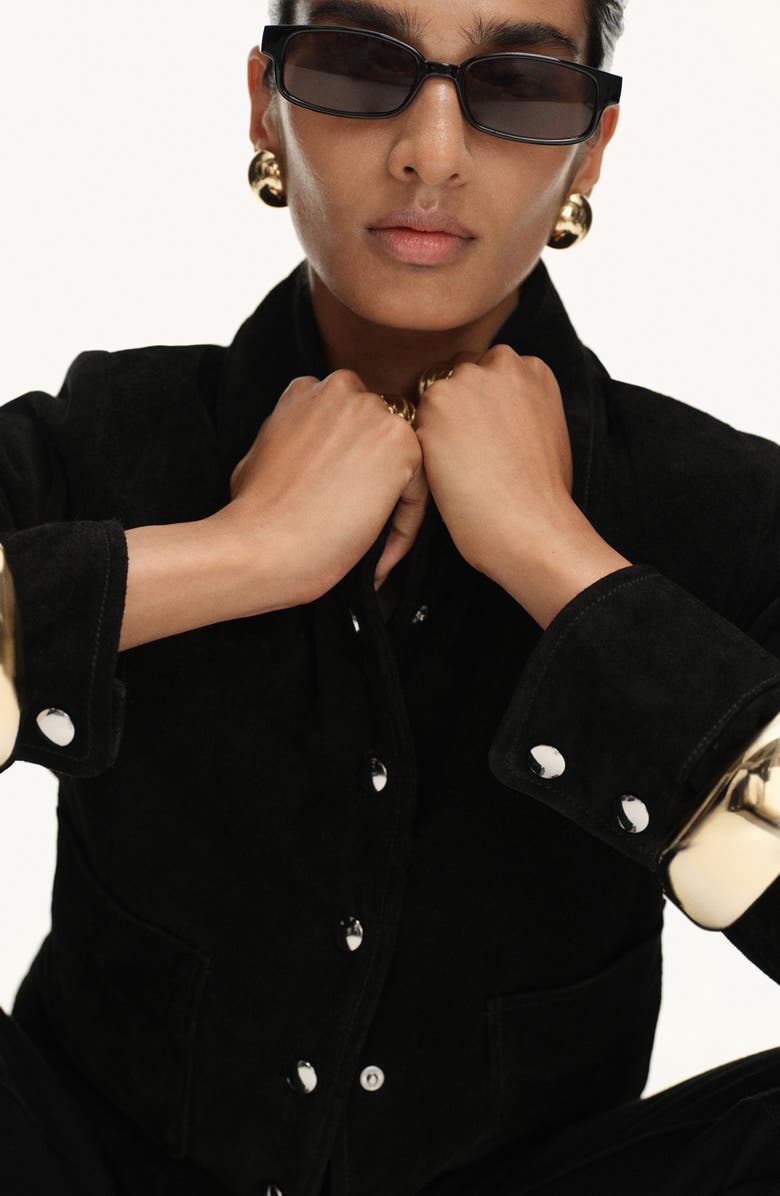 MANGO Suede Jacket, Alternate, color, Black