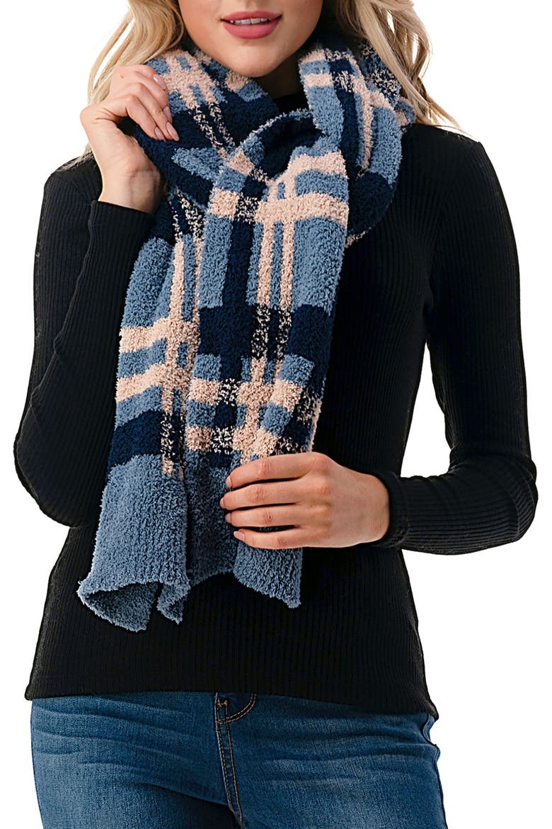 Plaid Cozy Scarf, Main, color, BLUE