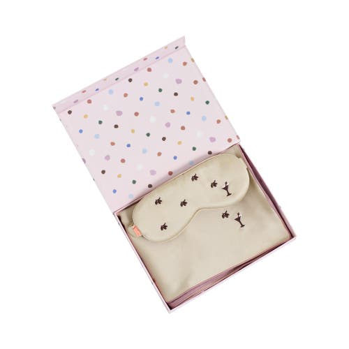 Lost Pattern Nyc "moonlit Stars" Silk 2 Piece Gift Set Silk Pillowcase & Silk Sleep Eye Mask In Gold