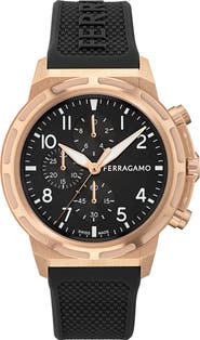 FERRAGAMO Sport Chronograph Silicone Strap Watch, 44mm