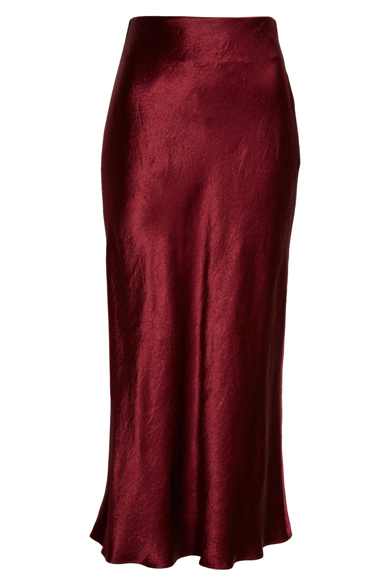Crinkle Satin Slip Skirt, Alternate, color, BORDEAUX
