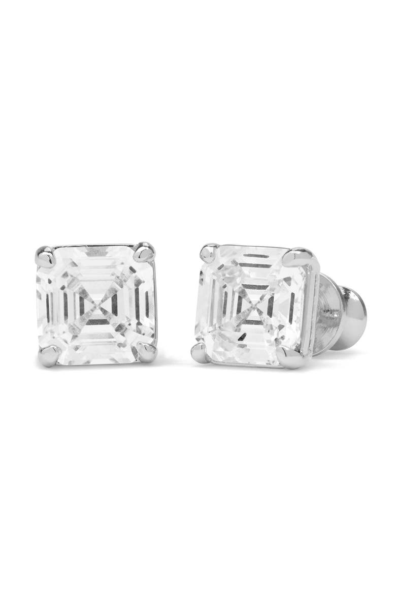 Melinda Maria Queen Cubic Zirconia Stud Earrings, Main, color, Silver-White