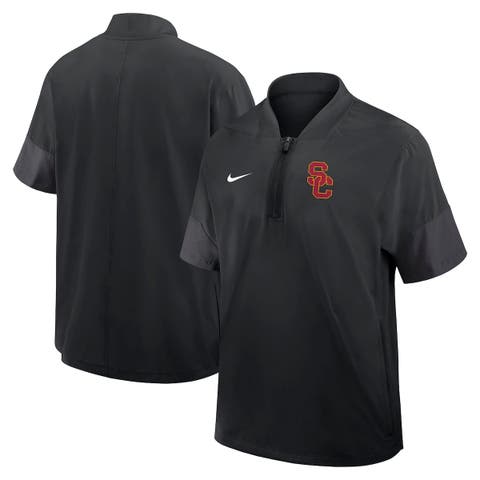 Men's Nike Black USC Trojans 2025 Sideline Short Sleeve Quarter-Zip Coach Jacket
