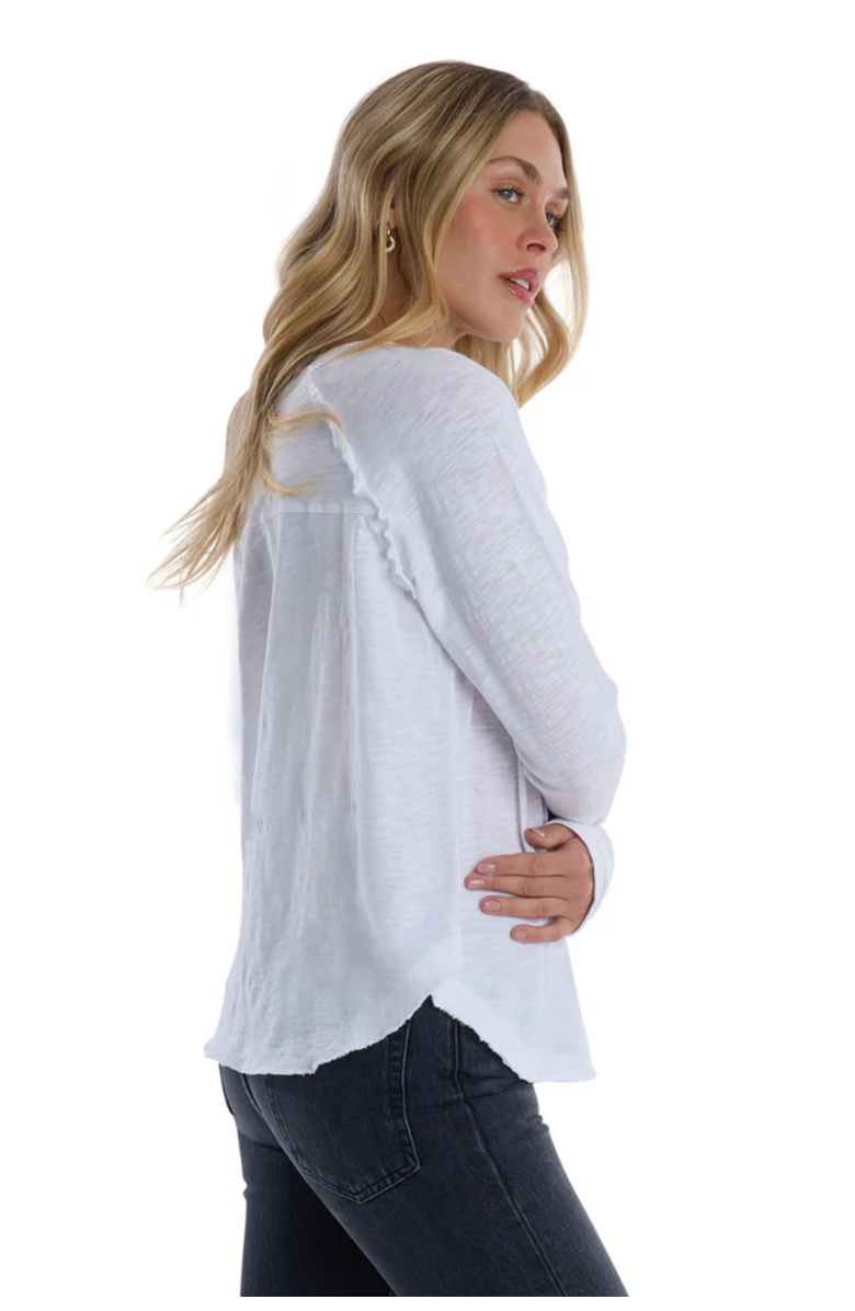 WILT Clothing Raglan Long Sleeve Tee with Ruffle Detail, Alternate, color, White