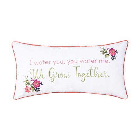 We Grow Together Embroidered Accent Pillow