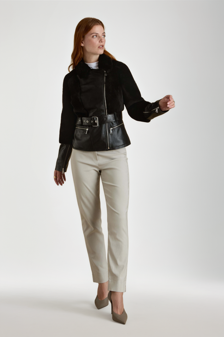 Alice Leather & Shearling Jacket, Alternate, color, Black