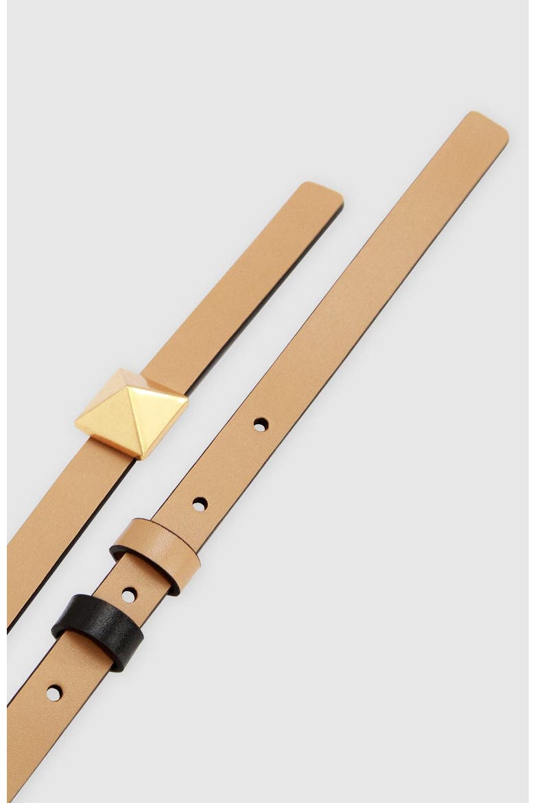 Cleopatra Pyramid Stud Leather Belt, Alternate, color, Tan/Black