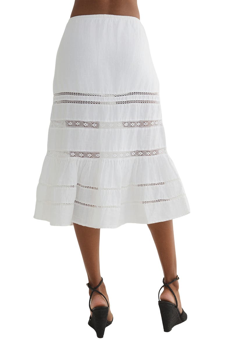 Bella Dahl Lace Inset Tiered Linen Midi Skirt, Alternate, color, 