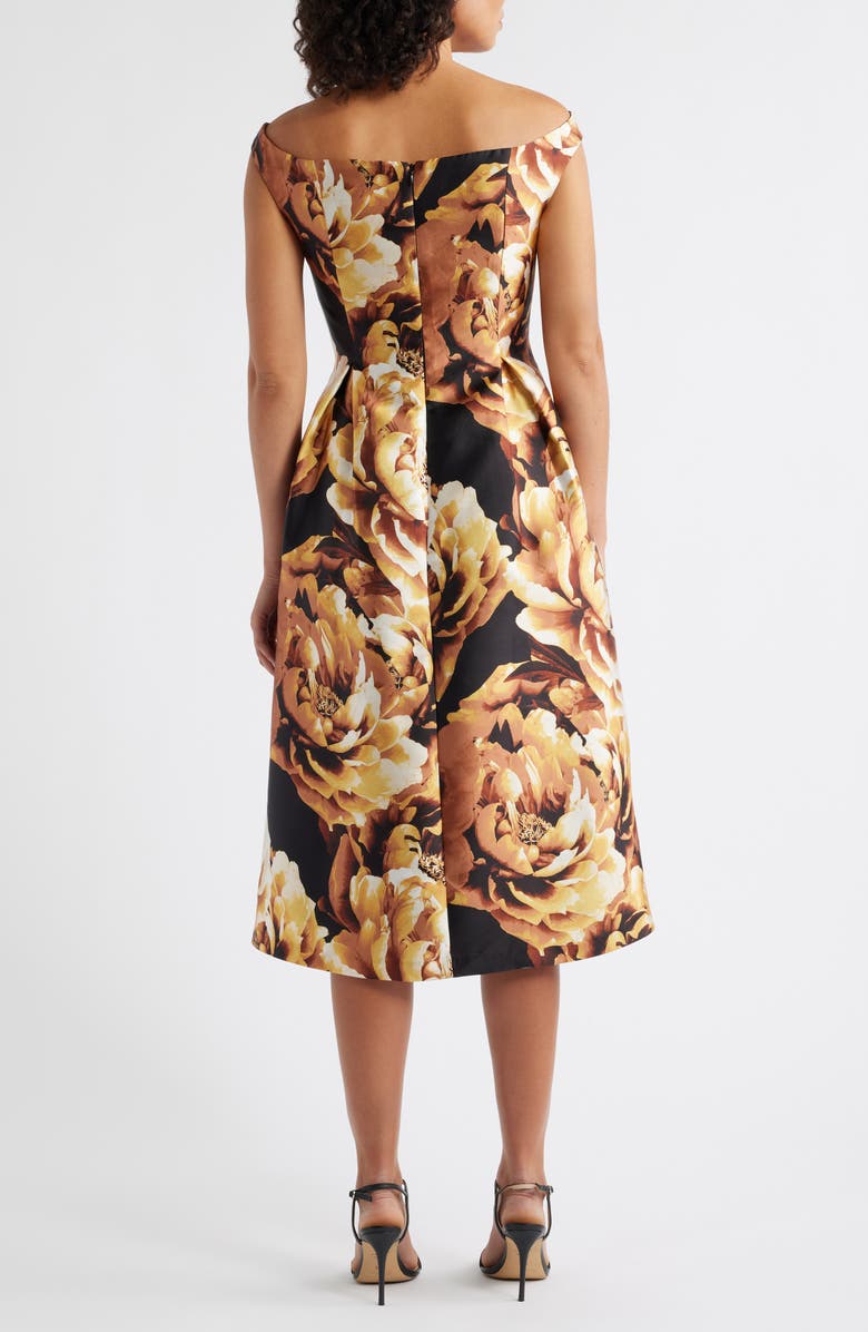 Julia Jordan Floral Off-the-Shoulder Cocktail Dress, Alternate, color, Gold
