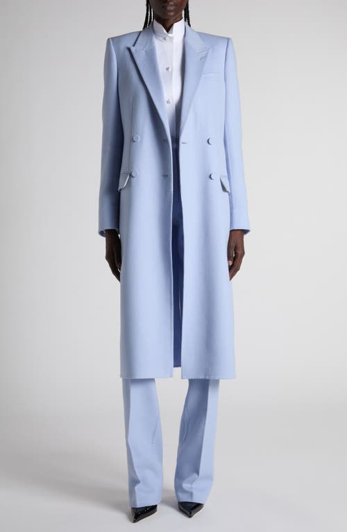 Tom Ford Double Face Light Wool Blend Double Breasted Coat In Blue
