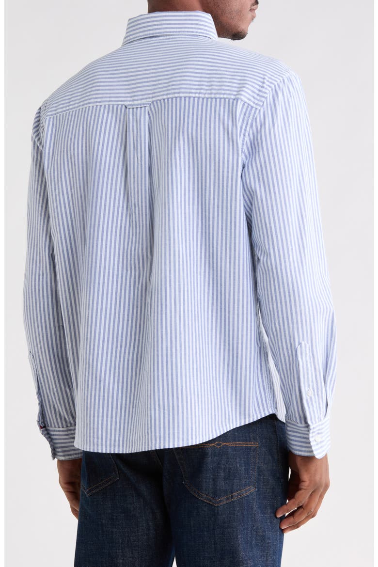Stripe Stretch Cotton Long Sleeve Button-Down Shirt, Alternate, color, WHITE