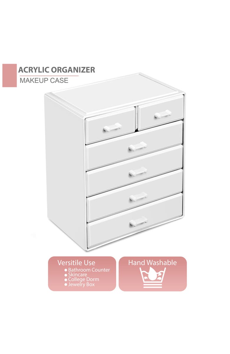 SORBUS Large 6 Drawer Makeup Case, Alternate, color, White