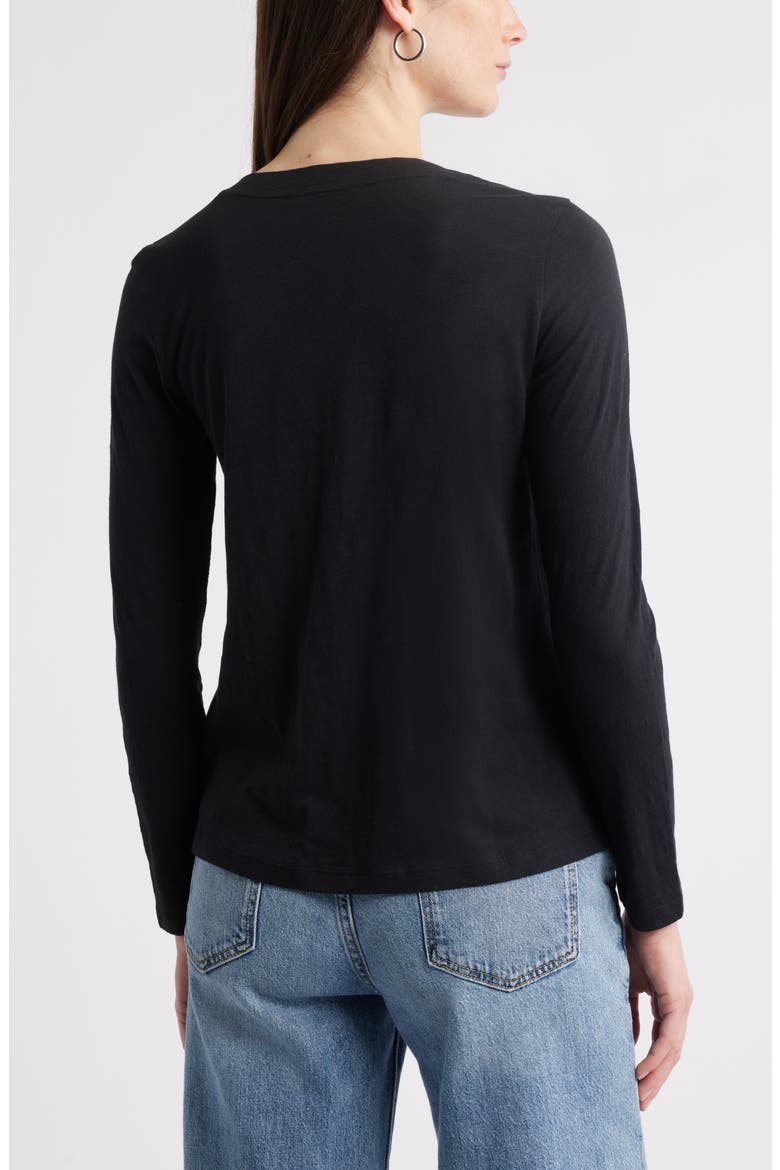 Long Sleeve V-Neck T-Shirt, Alternate, color, BLACK