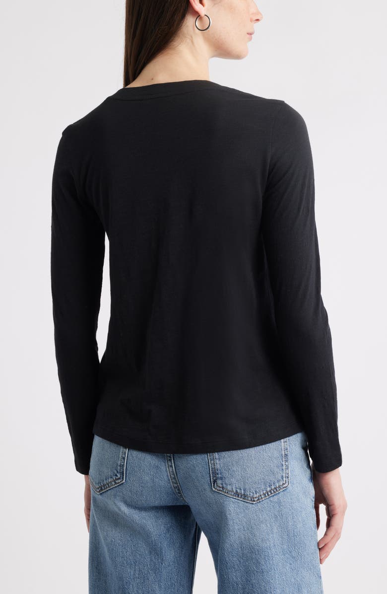 Caslon<sup>®</sup> Long Sleeve V-Neck T-Shirt, Alternate, color, Black