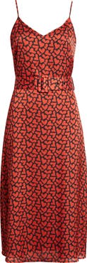 Sam Edelman Red Heart Belted Midi Dress