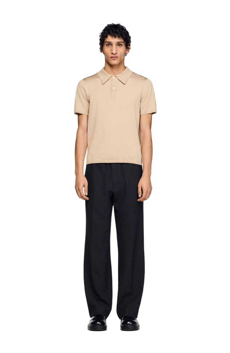 SANDRO Short-sleeve knitted polo shirt, Main, color, Oats