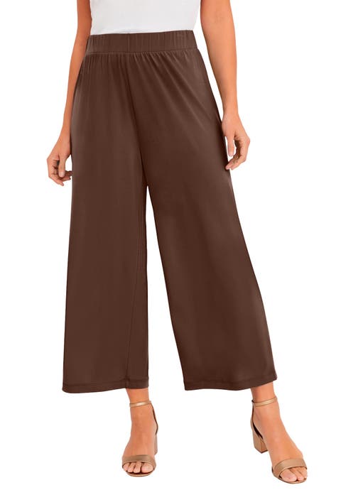 Stretch Knit Wide Leg Crop Pant (Plus Available)