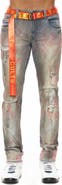 Cult of Individuality Rocker Belted Slim Straight Leg Jeans