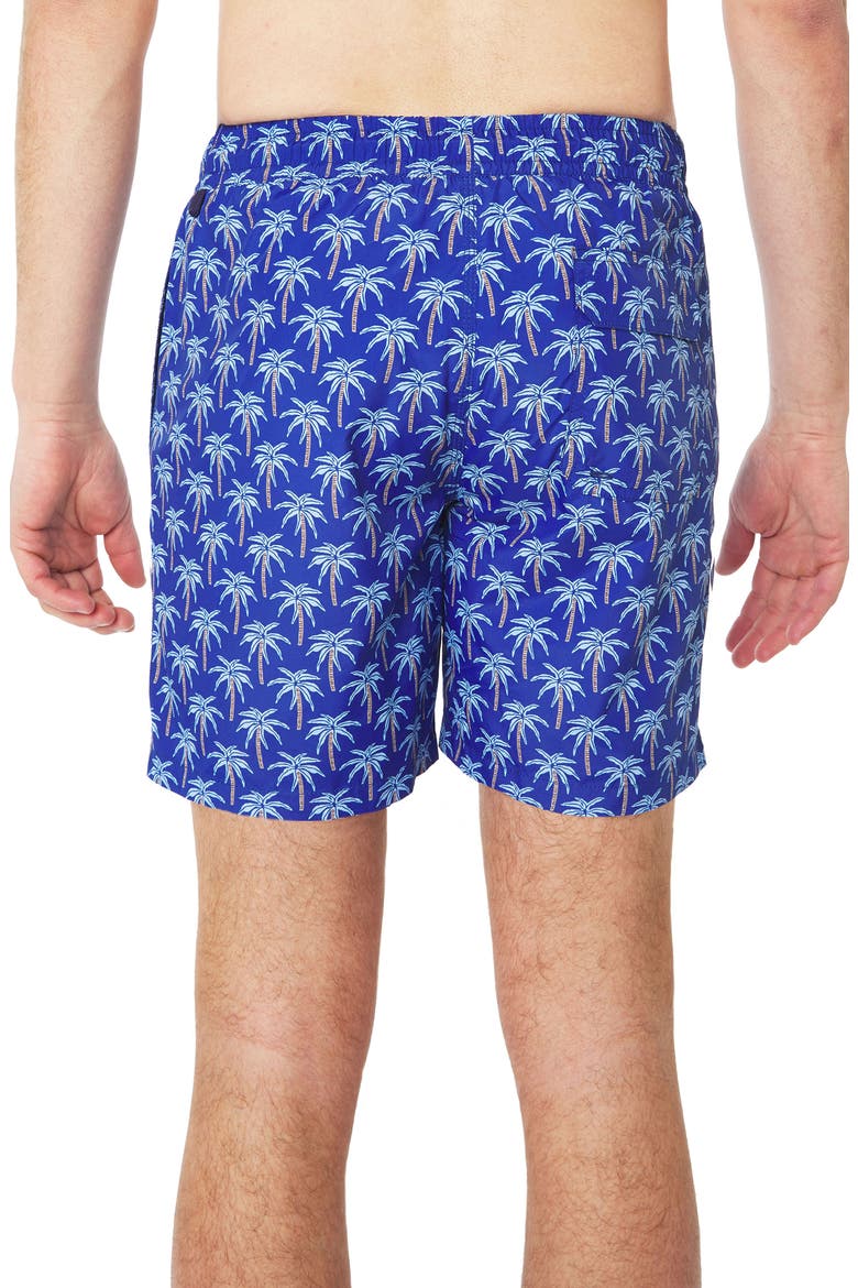 Cabo Swim Trunks, Alternate, color, BLUE PALM TREE