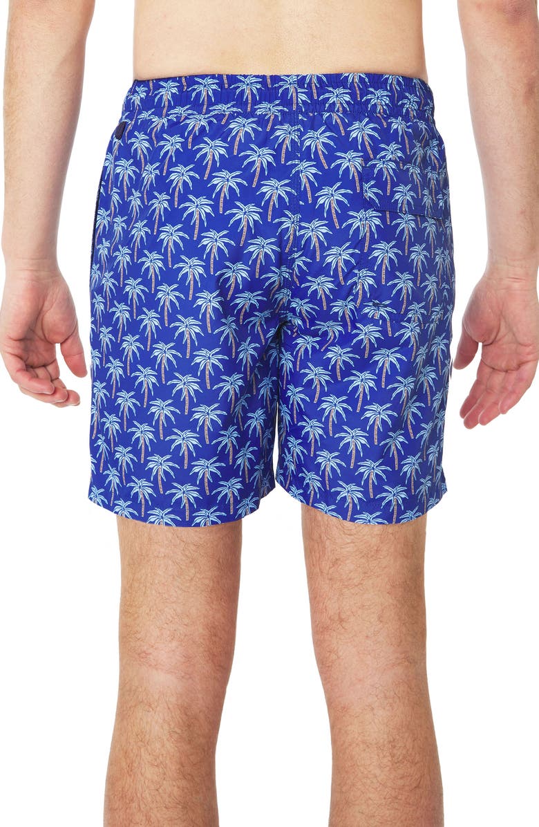 Slate & Stone Cabo Swim Trunks, Alternate, color, Blue Palm Tree