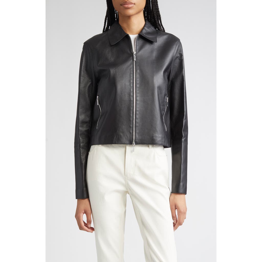 Lafayette 148 New York Zip Front Crop Jacket In Black