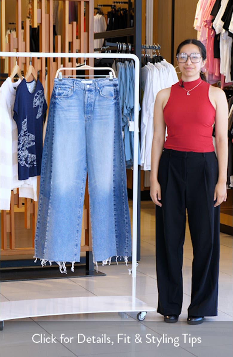 Pipe Dream Button Sneak High Waist Fray Hem Wide Leg Jeans, sales video thumbnail