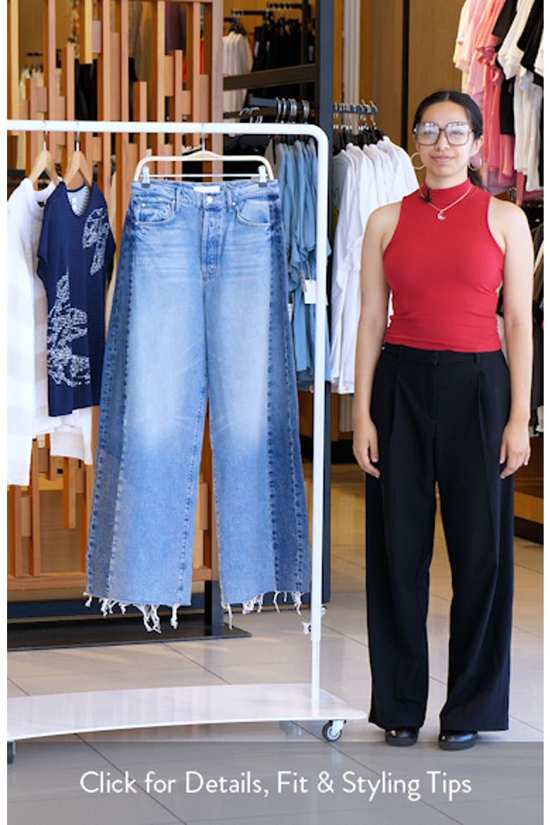 Pipe Dream Button Sneak High Waist Fray Hem Wide Leg Jeans video