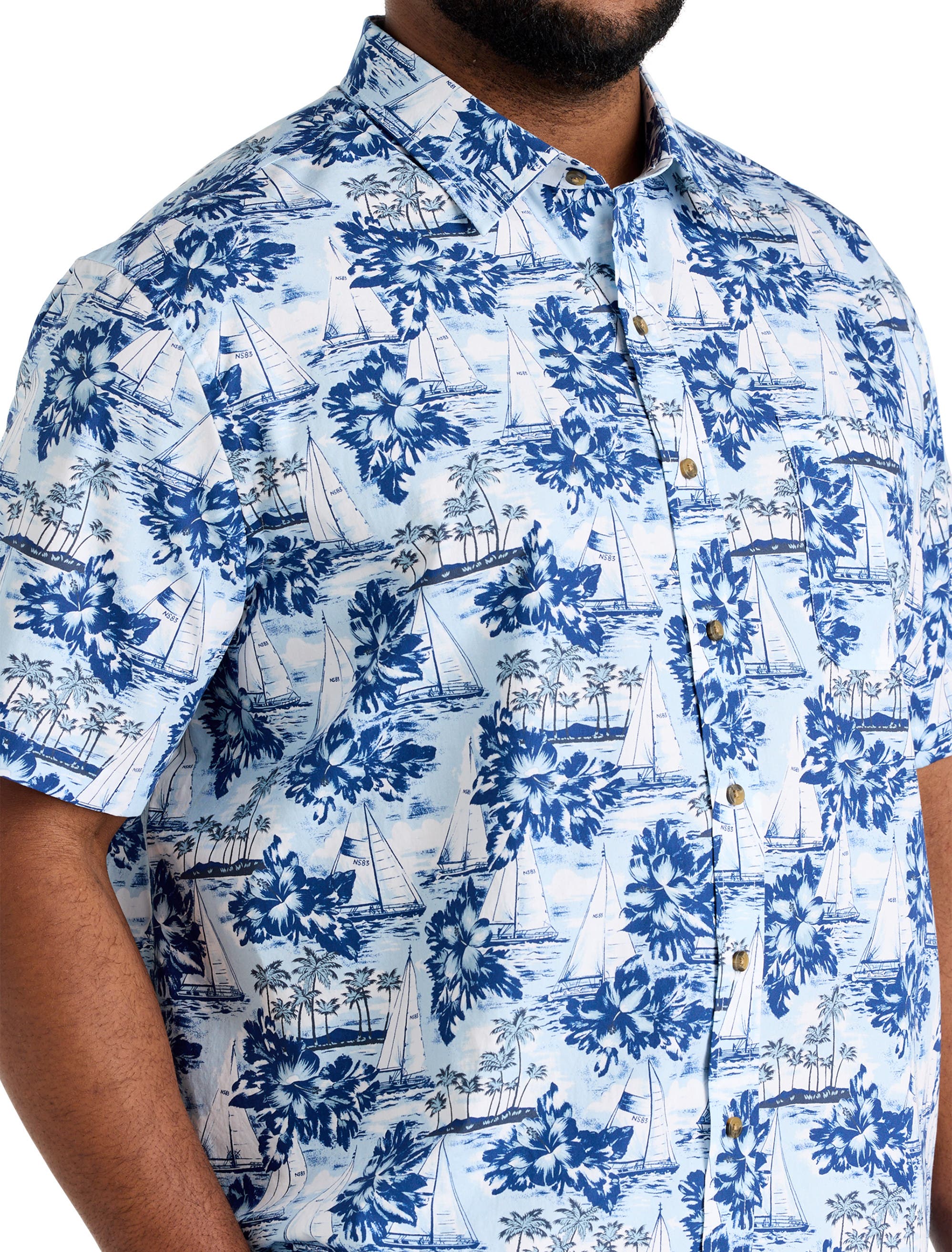 Big & Tall Sailboat Print Sport Shirt - image 2