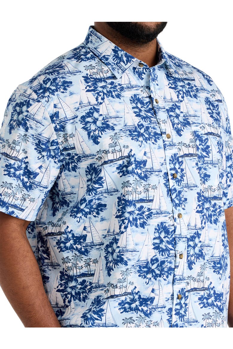 Big & Tall Sailboat Print Sport Shirt, Alternate, color, BLUE