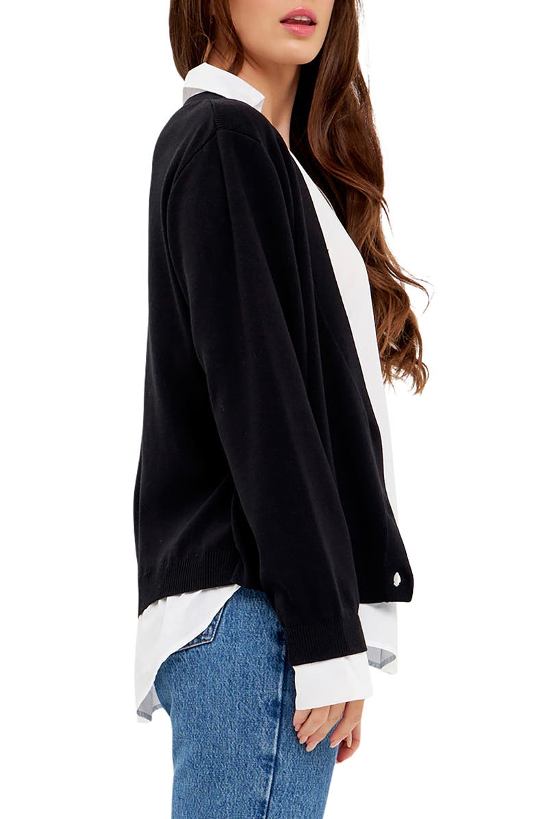 English Factory Mixed Media Layered Cardigan, Alternate, color, 