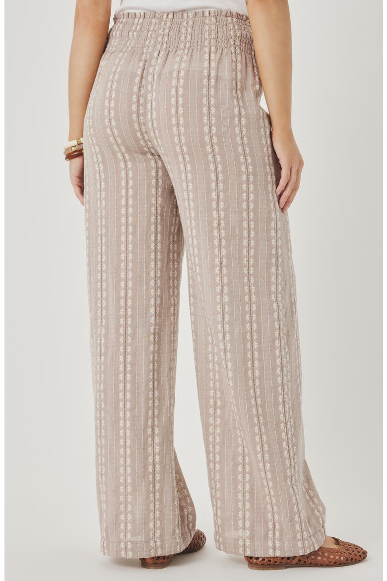 Meadow Embroidered Cotton Drawstring Pants, Alternate, color, LIGHT WICKER BROWN