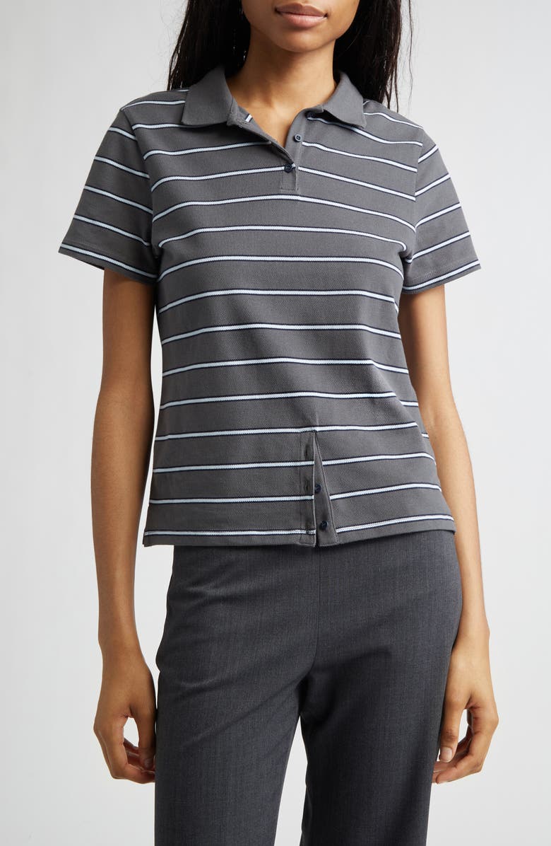 Paloma Wool Julieta Stripe Cotton Piqué Polo, Main, color, Grey
