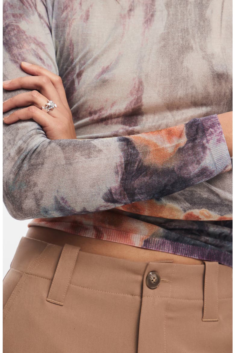 North Bay Print Fitted Sweater, Alternate, color, BLACK