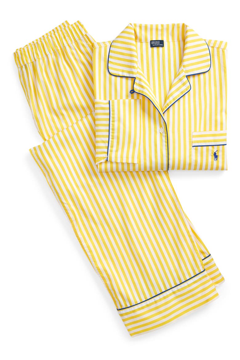 Madison Stripe Cotton Pajamas, Alternate, color, YELLOW STRIPE